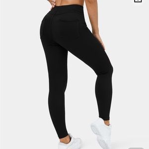 High Waisted Back Side Pocket Stretchy Knit Denim Casual Leggings MEDIUM